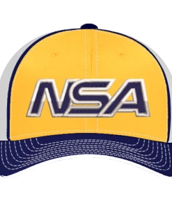 Discount ✨ Pacific Headwear NSA Outline Series Navy Gold Flex Fit Hat: 404M-NAGD ❤️