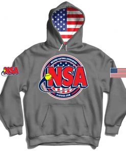 Buy 🔔 DSG Apparel National Softball Association NSA USA Flag Graphite Hoodie 🛒