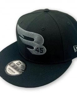 Promo 🎉 B45 Black 9FIFTY New Era Snapback Hat Charcoal Logo Edition: 950-GREY-BLACK 🌟